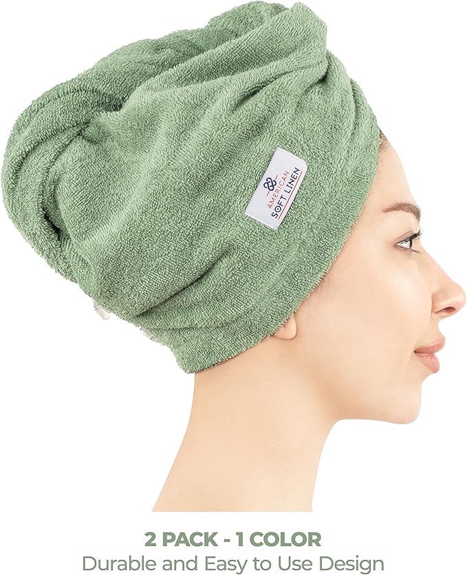 American Soft Linen 100% Cotton Hair Towels - Image 2