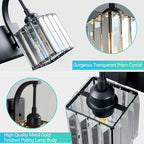 Crystal Vanity Lights 2-Light Black Wall Lamp Modern Crystal Bathroom Light - Image 5