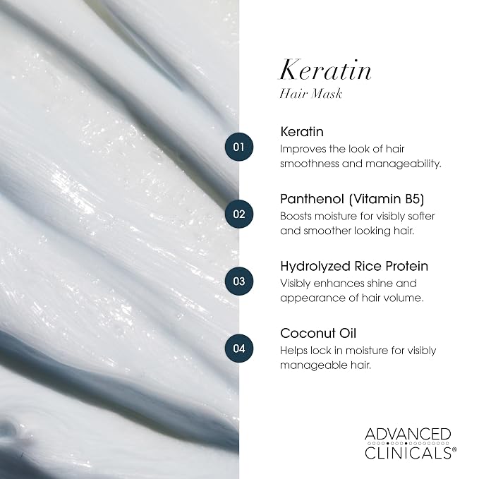Advanced Clinicals Keratin Hair Mask Treatment, 12 Fl Oz - Image 4