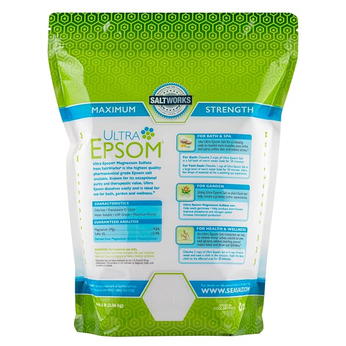 SaltWorks Ultra Epsom Bath Salt, Extra Fine Grain, 5 Pound Bag - Image 2