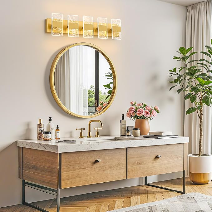 Modern LED Bathroom Light Fixtures Dimmable 5-Light Gold Vanity Light, 5CCT - Image 7