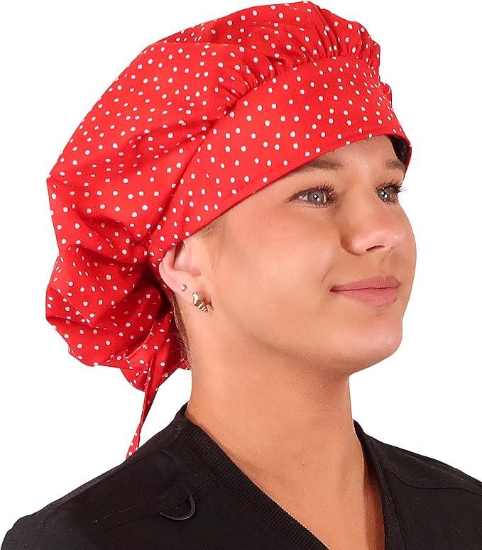 Sparkling EARTH Banded Bouffant Surgical Scrub Ponytail Working Caps and - Image 3