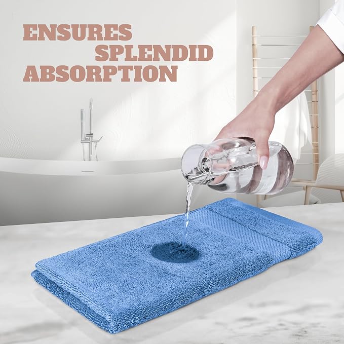 White Classic Wealuxe Light Blue Washcloths 24 Pack - Image 5