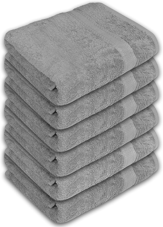 Large Bath Towels Pack of 6 – 24" x 50", 100% Cotton Terry – Soft, Quick-Dry & - Image 8