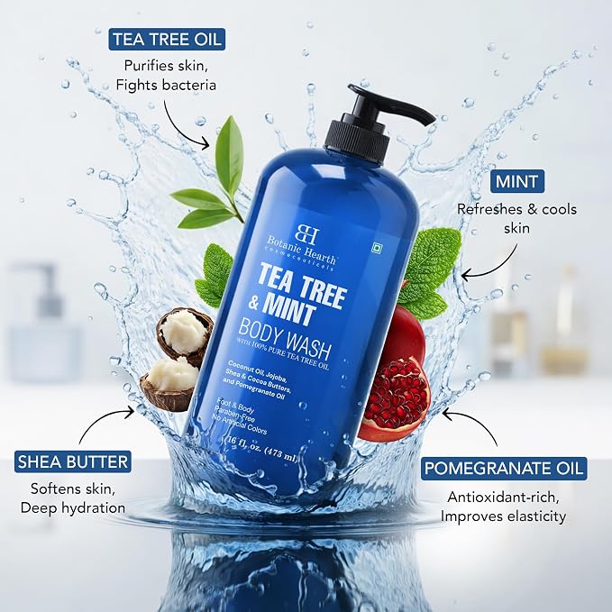 Botanic Hearth Tea Tree & Mint Body Wash - Image 2