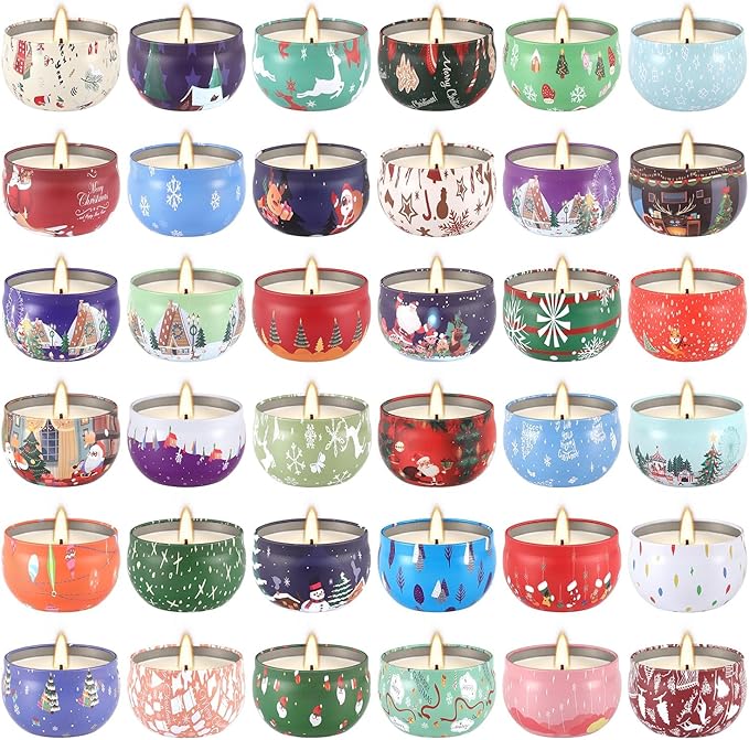36 Packs Christmas Scented Candles, 2.5oz Smokeless Clean Burning Soy Wax - Image 3
