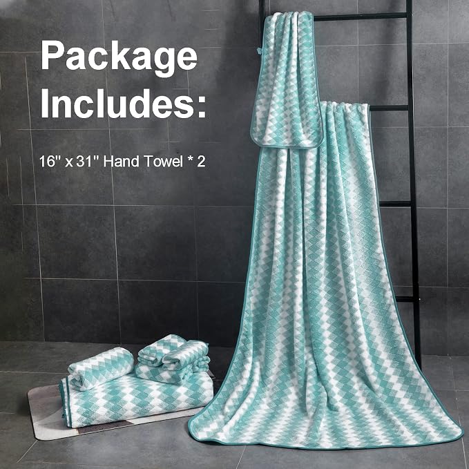 Hand Towels Set 2 Pack-16“x31” Ultra Soft Microfibers Bathroom Towel Set Highly - Image 4