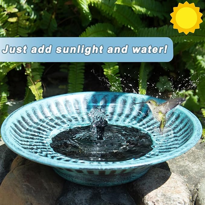 12.3" Solar Fountain Bird Bath for Outside, Metal Solar Bird Bath Fountains - Image 2