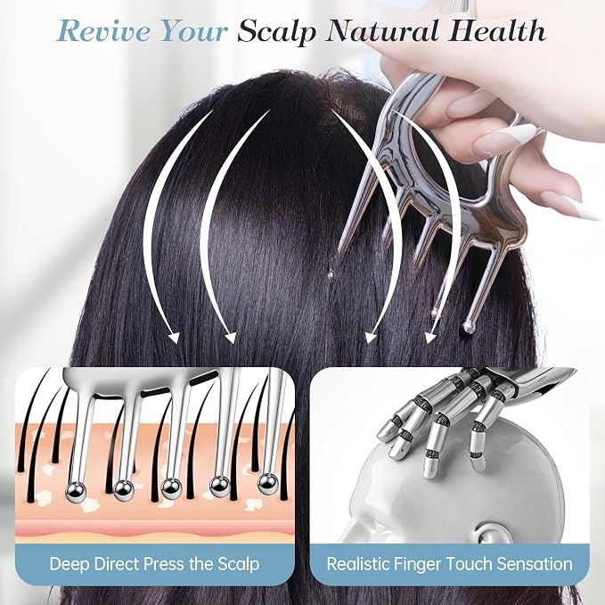Metal Gua Sha Facial Tools, Portable Scalp Massage Tool, 5 in 1 Massage Comb - Image 5