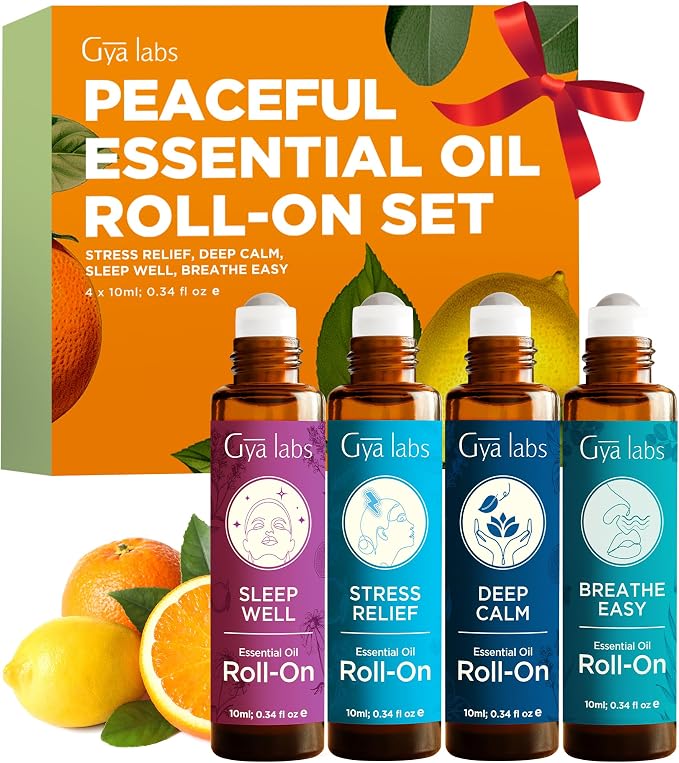 Gya Labs Peaceful Roll on Essential Oils Set by GyaLabs