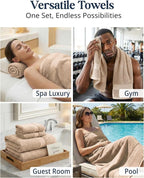 Lane Linen 100% Cotton Towel Set - Image 7