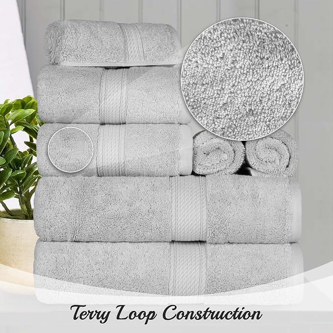 SUPERIOR Egyptian Cotton Pile 3 Piece Towel Set, Includes 1 Bath, 1 Hand - Image 3