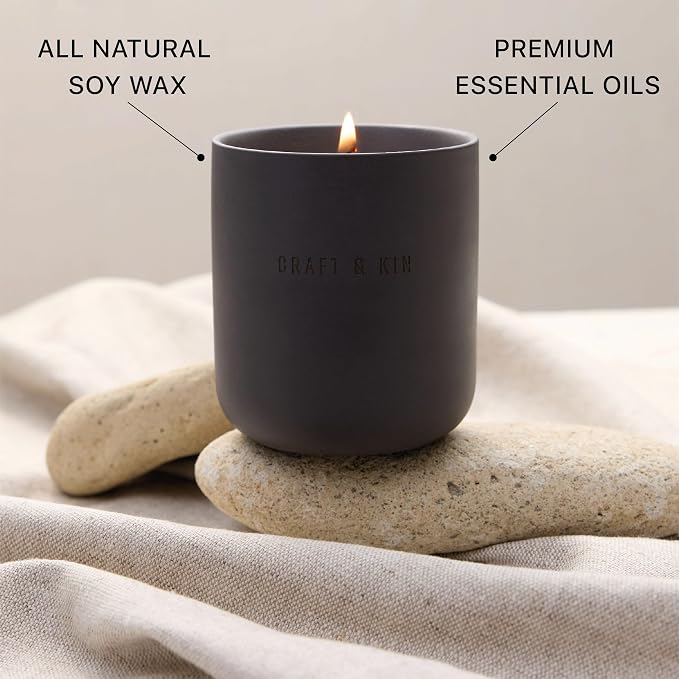 Earthenware Soy Candle in Santal Woods by Craft & Kin - Image 5