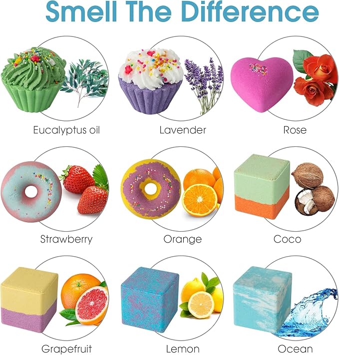 10 Bath Bombs for Kids, Bath Bomb Gift Set, Natural Bubble Bathbombs, Shea - Image 2