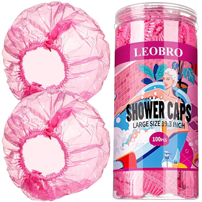 LEOBRO Disposable Shower Caps, Plastic Shower Caps by LEOBRO