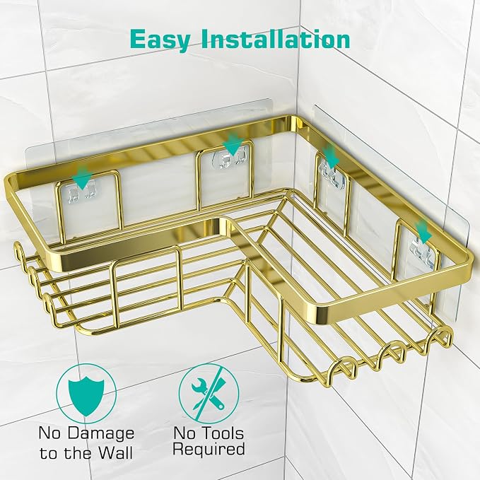 YASONIC Corner Shower Caddy, Rustproof Stainless Steel Shower Organizer - Image 5