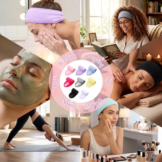Tigeen 80 Pcs Spa Headband Facial Headbands Bulk Adjustable Hair Wraps - Image 5