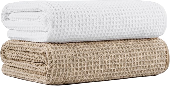 MICROFI New Microfiber Waffle Bath Towels, 2 Pieces, Fast Drying, Lint Free 430 by Unknown