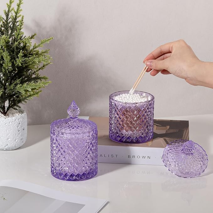 2 Pack Qtip Holder Thick Glass Apothecary Jars - Image 4