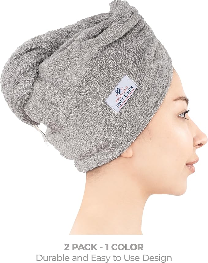 American Soft Linen 100% Cotton Hair Towels - Image 2