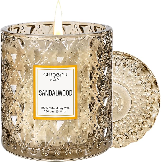 Chloefu LAN Sandalwood Candle, Dad Gifts Candle, Natural Soy Scented Candles by ChloefuLANScentedCandles