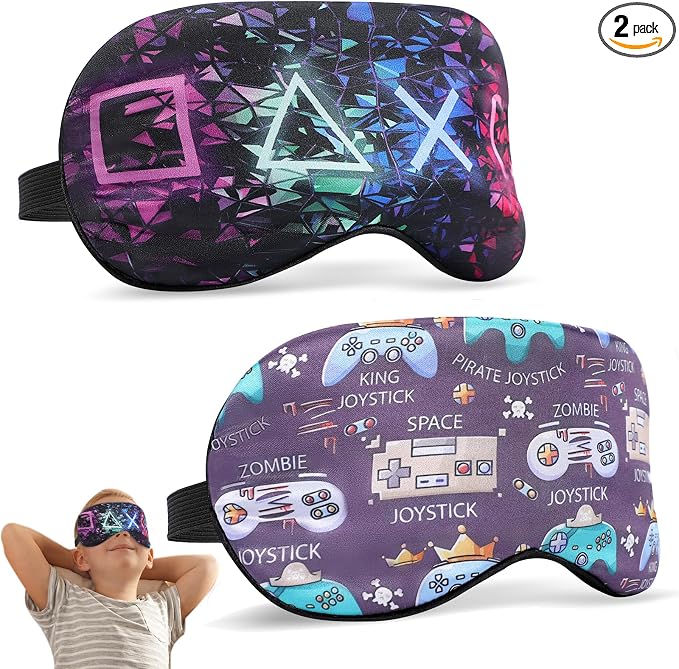 2 Pcs Boys Sleep Eye Mask, Guys Blackout Sleeping Silk Mask by knIykmr