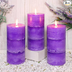 3" x 6" Handmade Pillar Candles Lavender Scented Purple Decorative Candles by FLAVCHARM