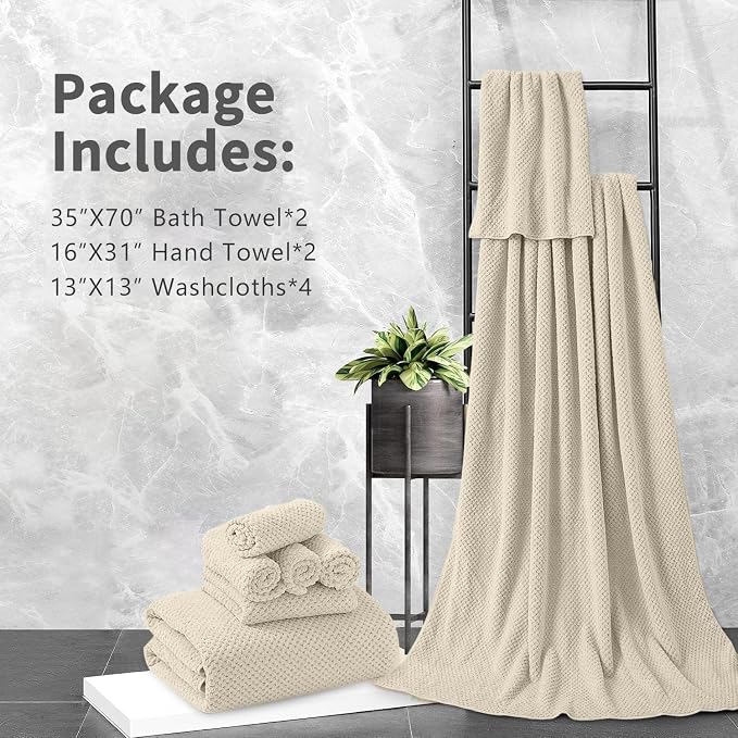 8 Piece Bathroom Towel Set |2 Oversized Bath Towels, 2 Hand Towels, 4 - Image 7