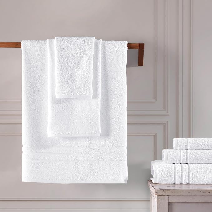 Hawmam Linen White 6 Piece Bath Towels Set - Image 4