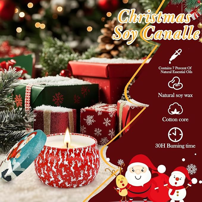 Christmas Candle Gift Set for Women, 4 Pack Long Lasting Soy Wax Candles - Image 4
