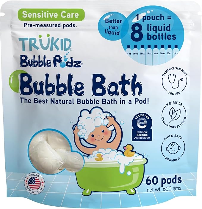 TruKid Bubble Podz Bubble Bath for Kids, & Babies, NEA-Accepted for Eczema by TruKid