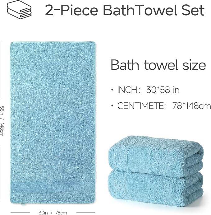 REDKISS Towels 2 Pack Luxury Extra Large Bath Towels Set 30 x 58 Inches – 100% - Image 2