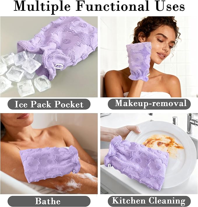 VOOVA & MOVAS 6-Pack Shower Wash Cloth, 100% Cotton Soft Absorbent Bath Mitts - Image 4