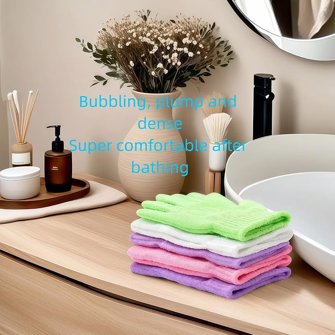 4 Pairs Exfoliating Bath Gloves, Nylon Double Sided Exfoliating Gloves - Image 5