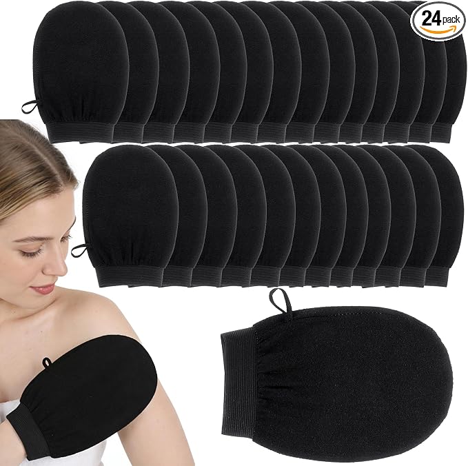 24 Pcs Black Exfoliating Gloves Bulk, Deep Exfoliating Glove by Unknown