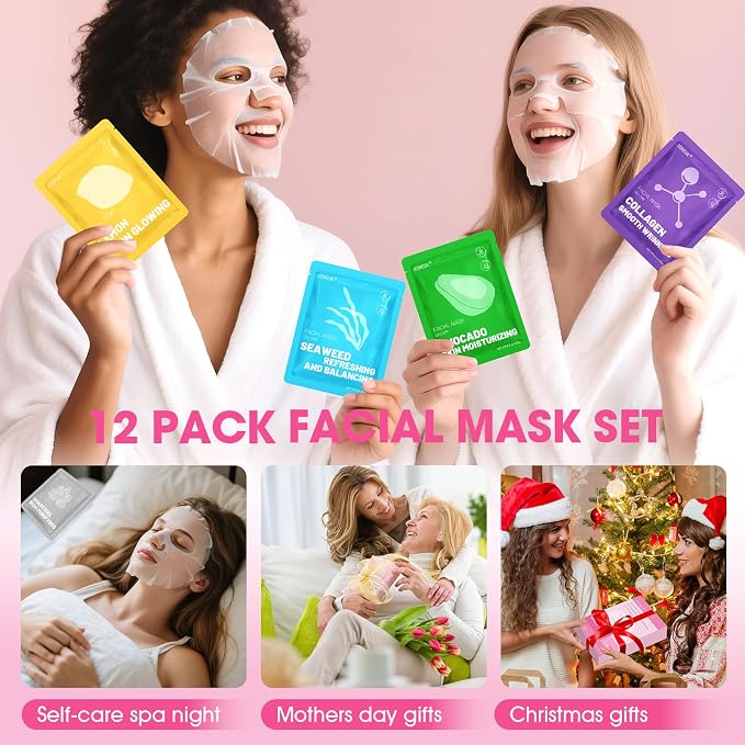 KONEUK 12 Pack Collagen Hydrating Face Masks Skincare, Sheet Face Mask - Image 6