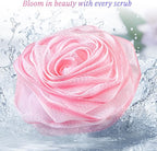 LAYUKI Bath Loofah, Shower Sponge, Body Scrubber, Rose-Shaped - Image 5