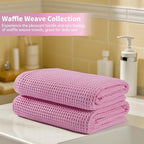 Microfiber Waffle Bath Towels, 4 Pieces, Fast Drying, Lint Free 430 GSM - Image 6