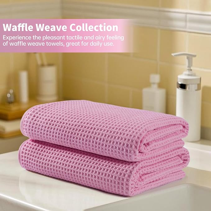 Microfiber Waffle Bath Towels, 4 Pieces, Fast Drying, Lint Free 430 GSM - Image 6