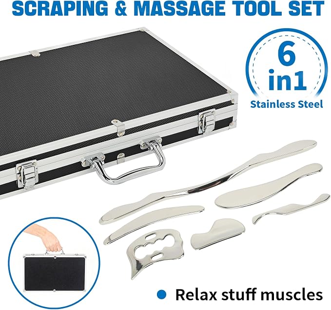 6-Piece Gua Sha Muscle Stainless Steel Scraper Massage Tool Set - Image 2