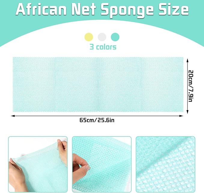 6 Pack African Net Sponge Exfoliating Glove Set, 3 Bath Sponge Body Scrubber - Image 2