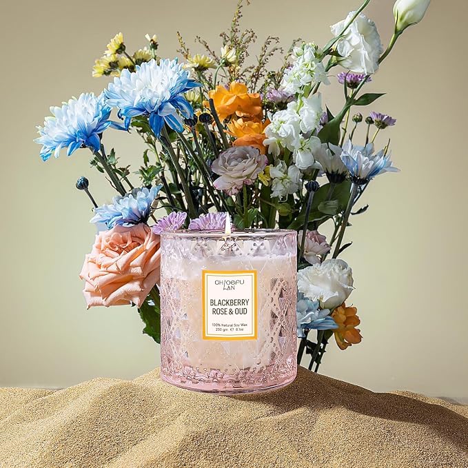 Chloefu LAN Rose Scented Candle, Oud Candle, Mothers Day Candles Gifts - Image 6