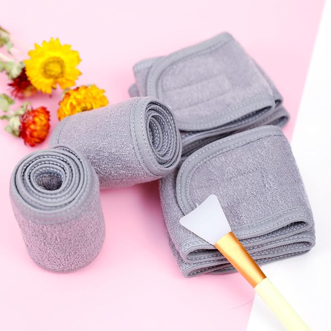 Facial Spa Headbands 4 PCS, Makeup Shower Bath Wrap Sport Headband Terry Cloth - Image 4