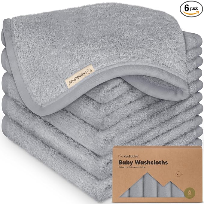 6-Pack Baby Washcloths – Soft Absorbent Viscose from Bamboo Washcloths by KeaBabies