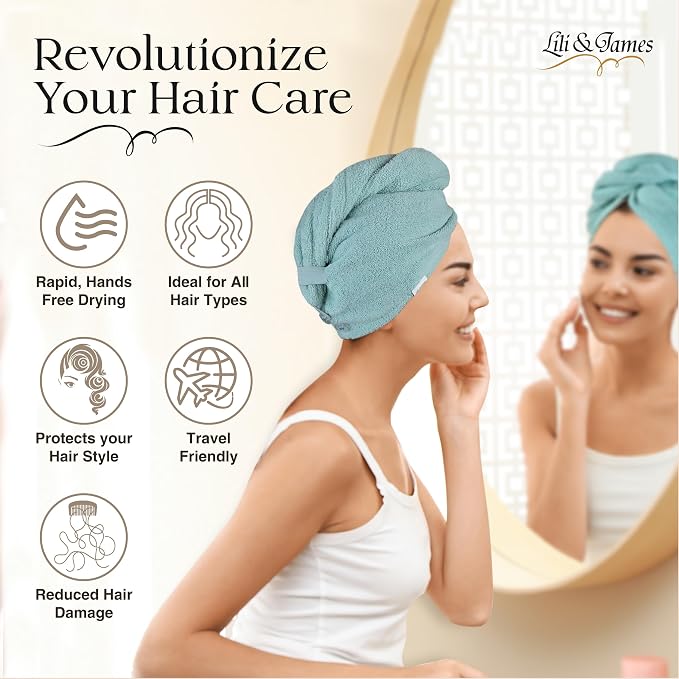 Lili&James 100% Cotton Hair Towel Wrap - Image 6
