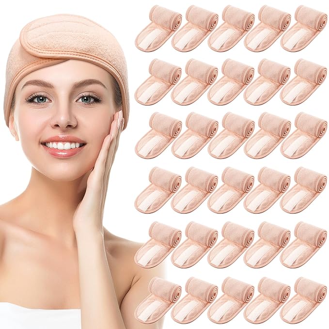 Hoteam 30 Pack Spa Headband Facial Esthetician Hair Wrap by Hoteam