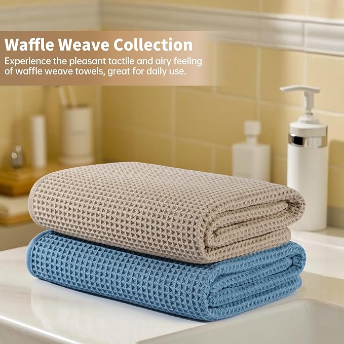 MICROFI New Microfiber Waffle Bath Towels, 2 Pieces, Fast Drying, Lint Free 430 - Image 6