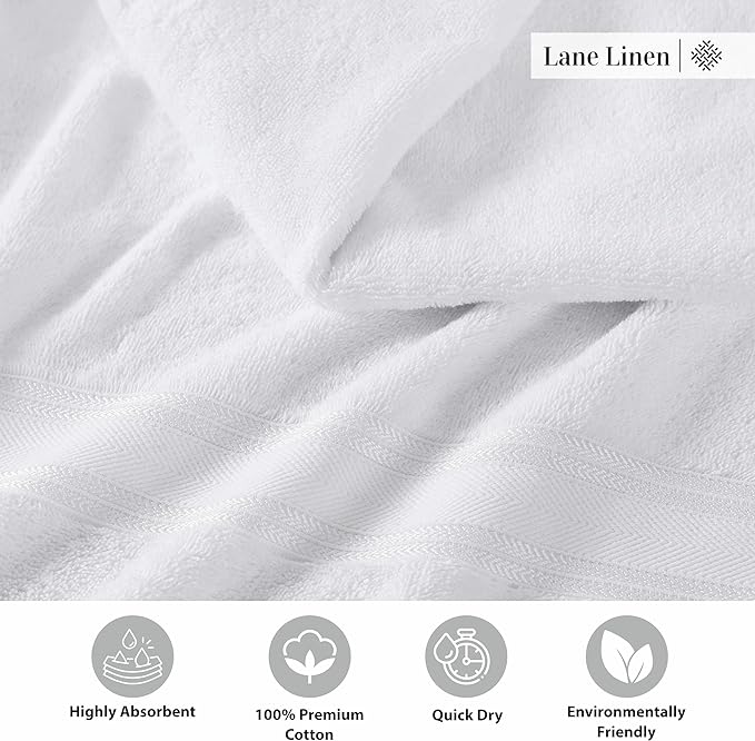 LANE LINEN 100% Cotton 4 Pack Bath Towels - Image 6