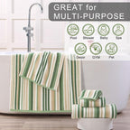 Green Hand Towels Set of 4, Striped Hand Towels - Image 5