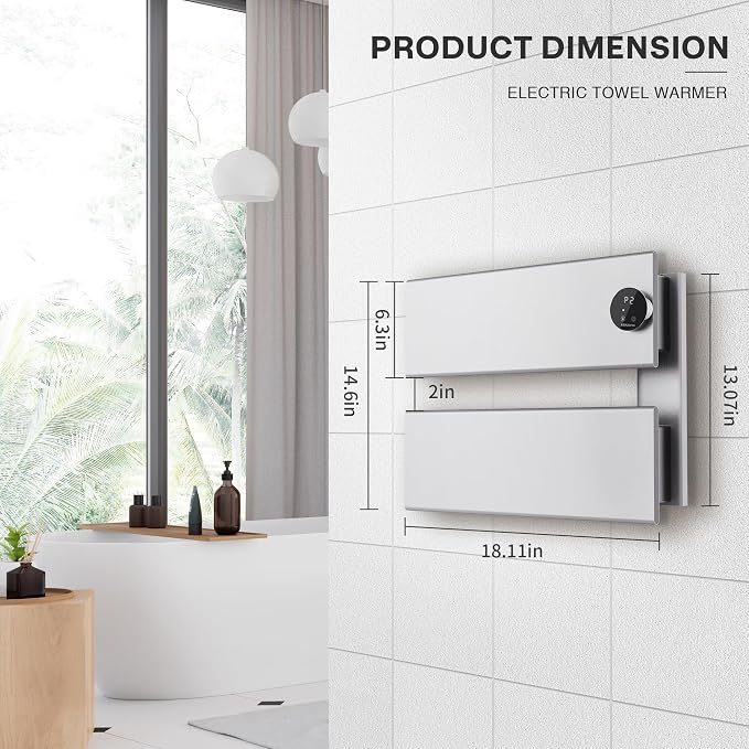 K&KALONZO Electric Towel Warmer, 18.35" W x 14.6" H Wall-Mounted Towel Heater - Image 7